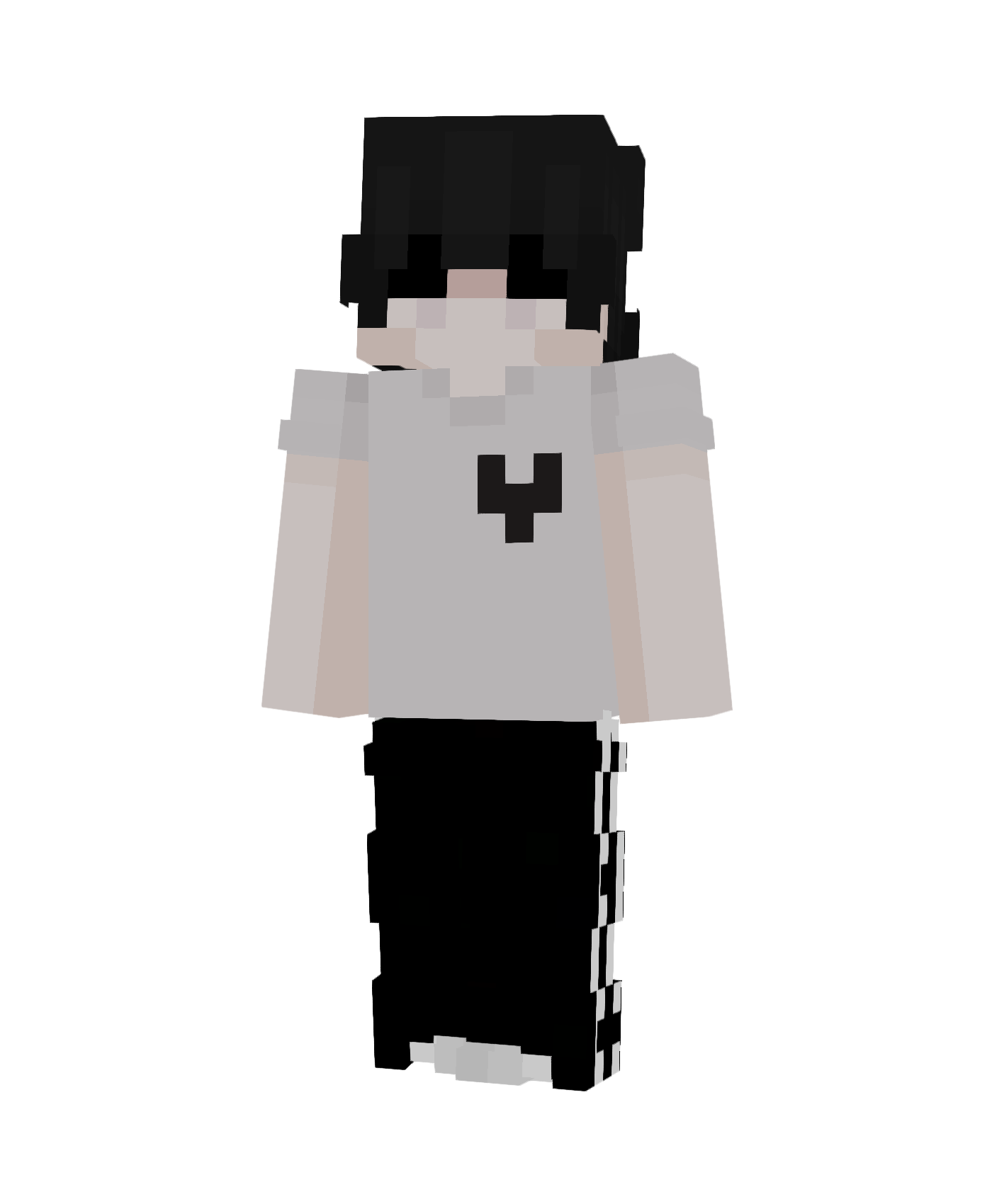 caniwhy’s Minecraft character, with black hair, a white shirt and black trousers